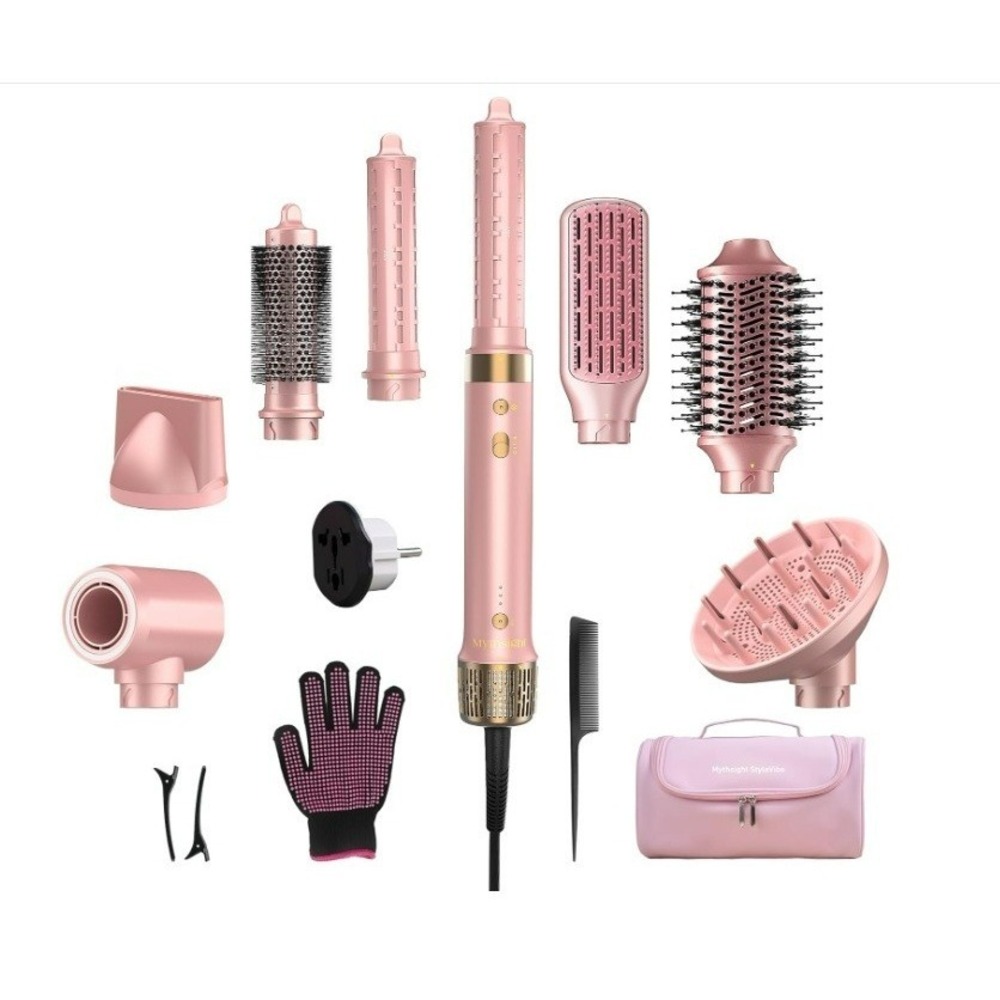 StyleVibe 8-in-1 Air Styler, Dual Voltage Hair Dryer & Blow Dryer Brush w/case
